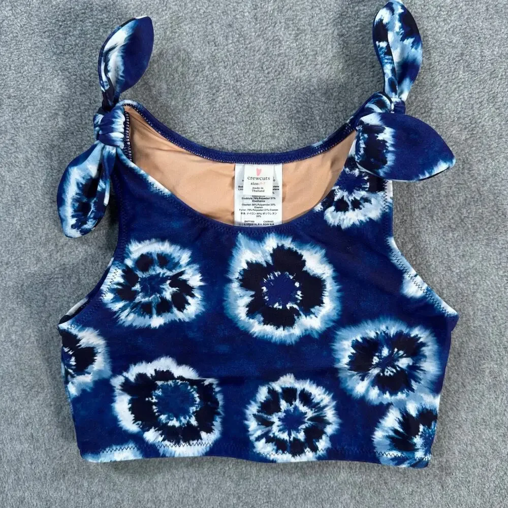 Crewcuts J.Crew Shoulder Tie Bikini Swim Top Swimsuit Girls 6-7 Bluel BY071 New